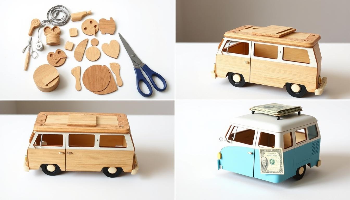Schritt-für-Schritt Anleitung für Geldgeschenk Hochzeit Camping mit Camper Van