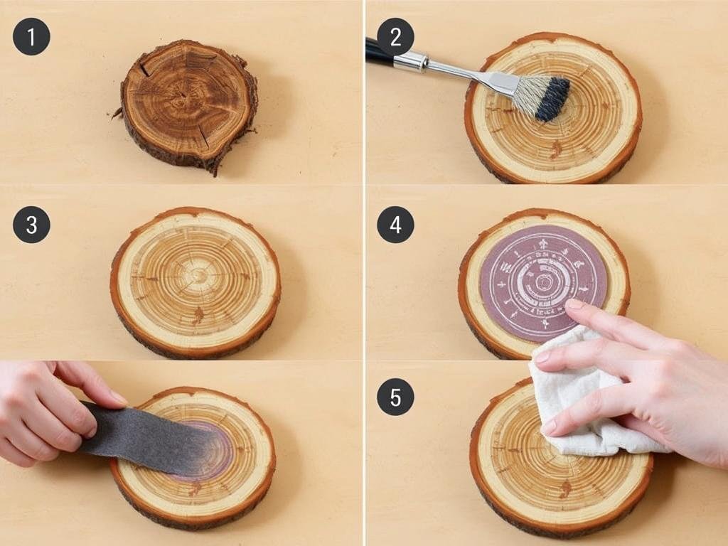 Schritt-für-Schritt Vorbereitung einer Holzscheibe für Geldgeschenk Hochzeit Holz Schritt-für-Schritt Vorbereitung einer Holzscheibe für Geldgeschenk Hochzeit Holz
