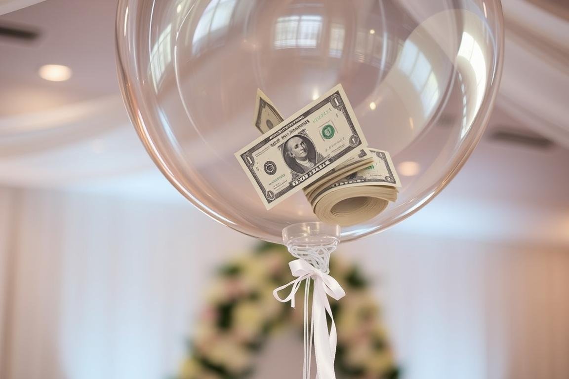 Schwebender Helium-Ballon als Geldgeschenk Hochzeit Ballon Schwebender Helium-Ballon als Geldgeschenk Hochzeit Ballon
