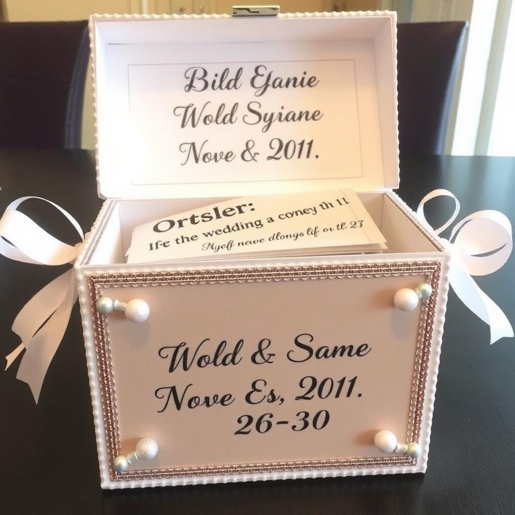 Selbstgemachte personalisierte Box für Geldgeschenk zur Hochzeit