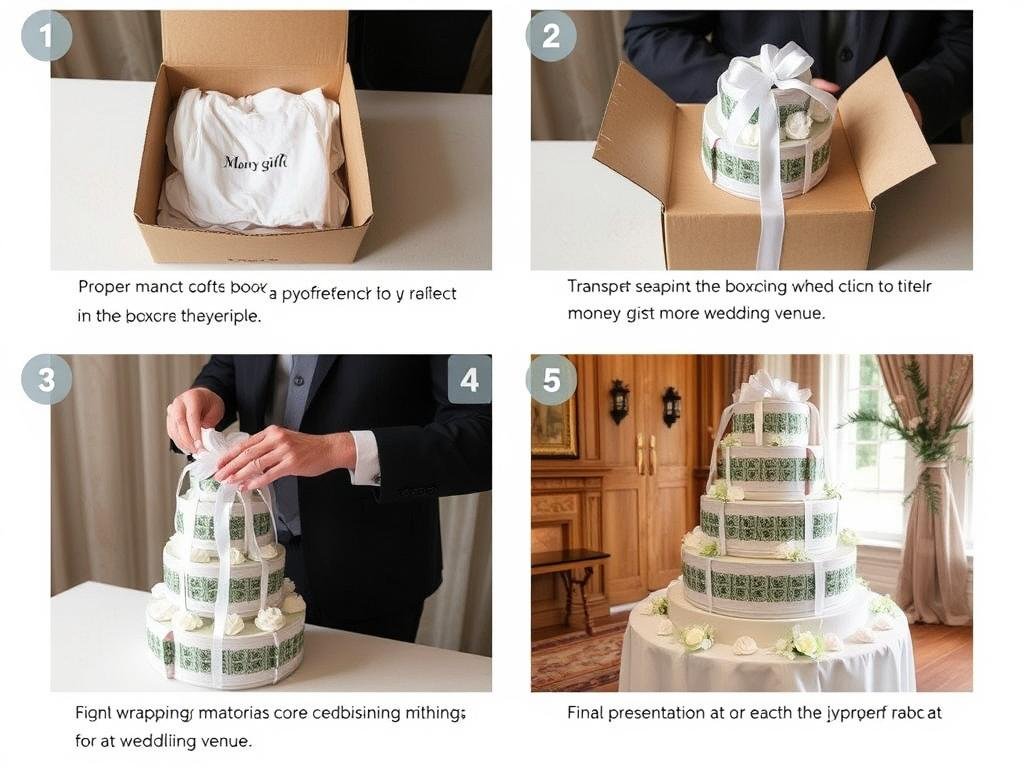 Sicherer Transport einer Geldgeschenk Hochzeit Etagere mit Verpackungsmaterialien