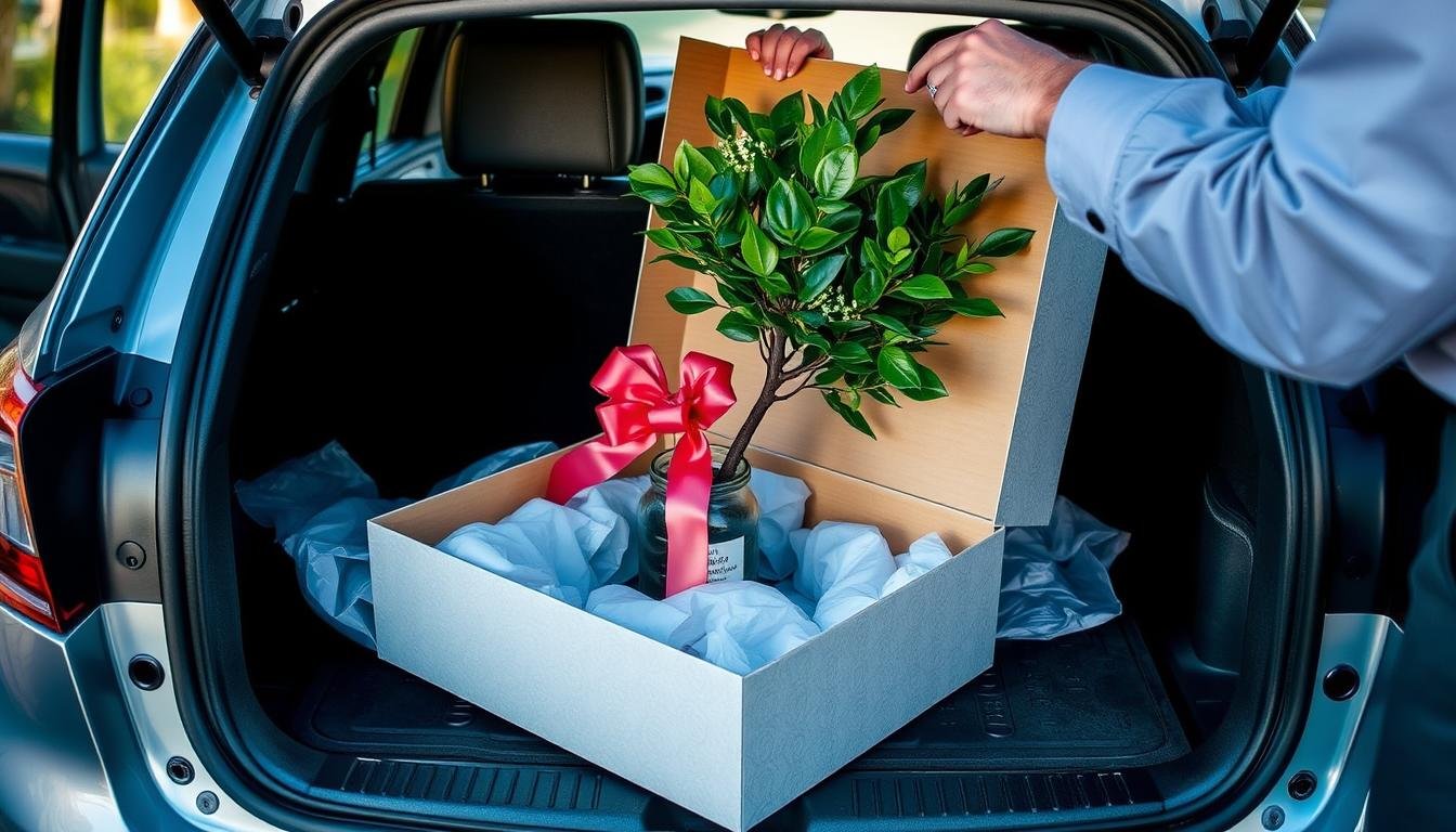 Sicherer Transport eines Geldbaum-Hochzeitsgeschenks