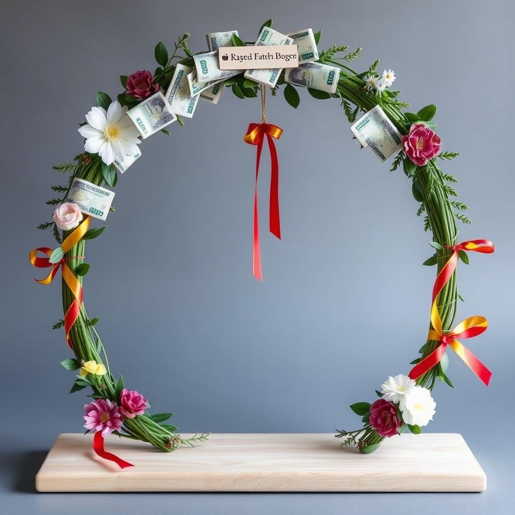 Traditionelles Geldgeschenk aus Baden-Württemberg mit Hochzeitsbogen