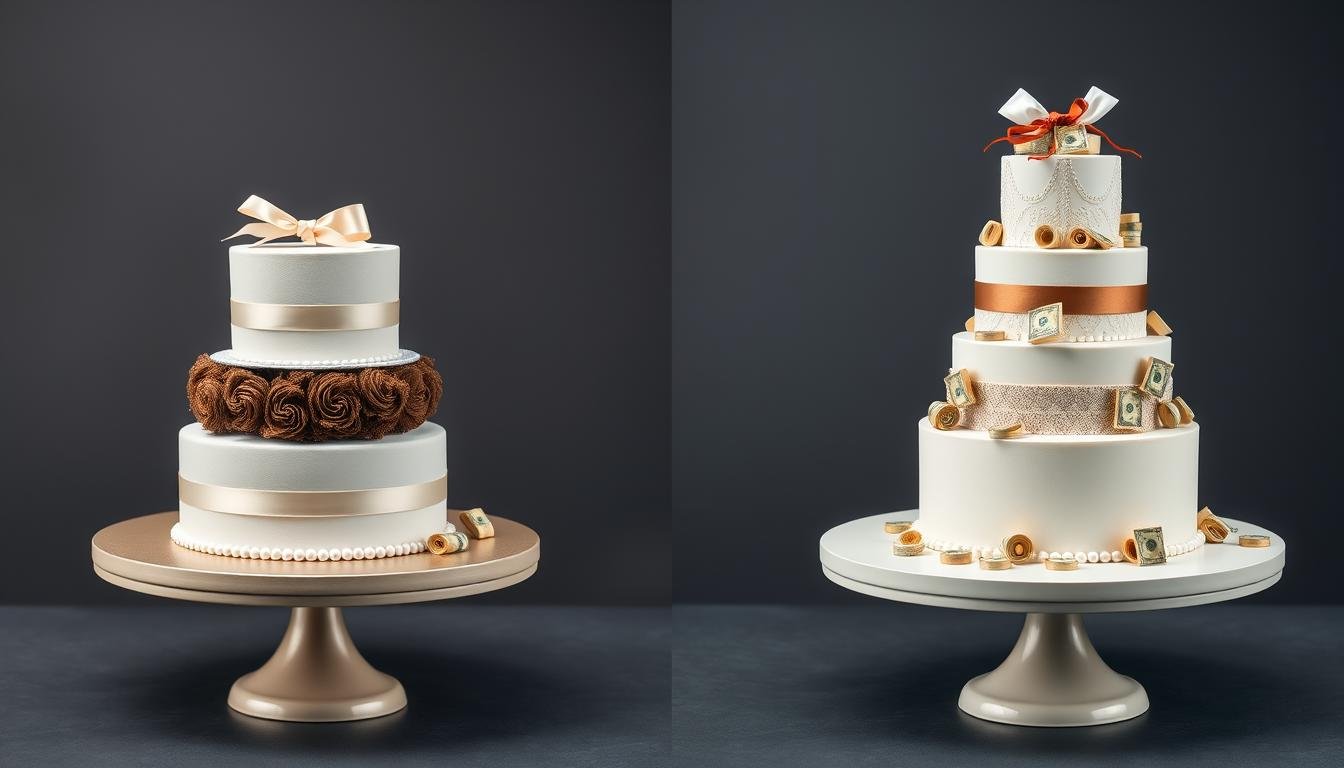 Verschiedene Dekorationsstile für Geldgeschenk Hochzeit Etagere passend zu unterschiedlichen Hochzeitsthemen