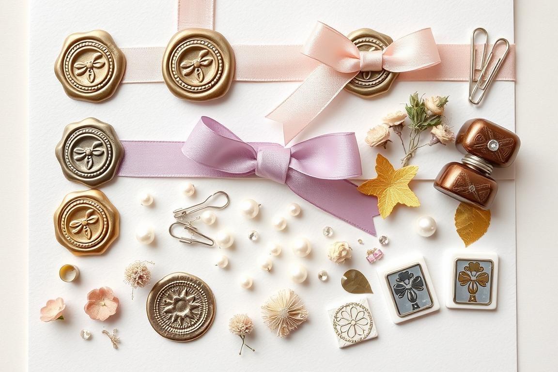 Verschiedene Verzierungen und Embellishments für Hochzeitskarten Verschiedene Verzierungen und Embellishments für Hochzeitskarten