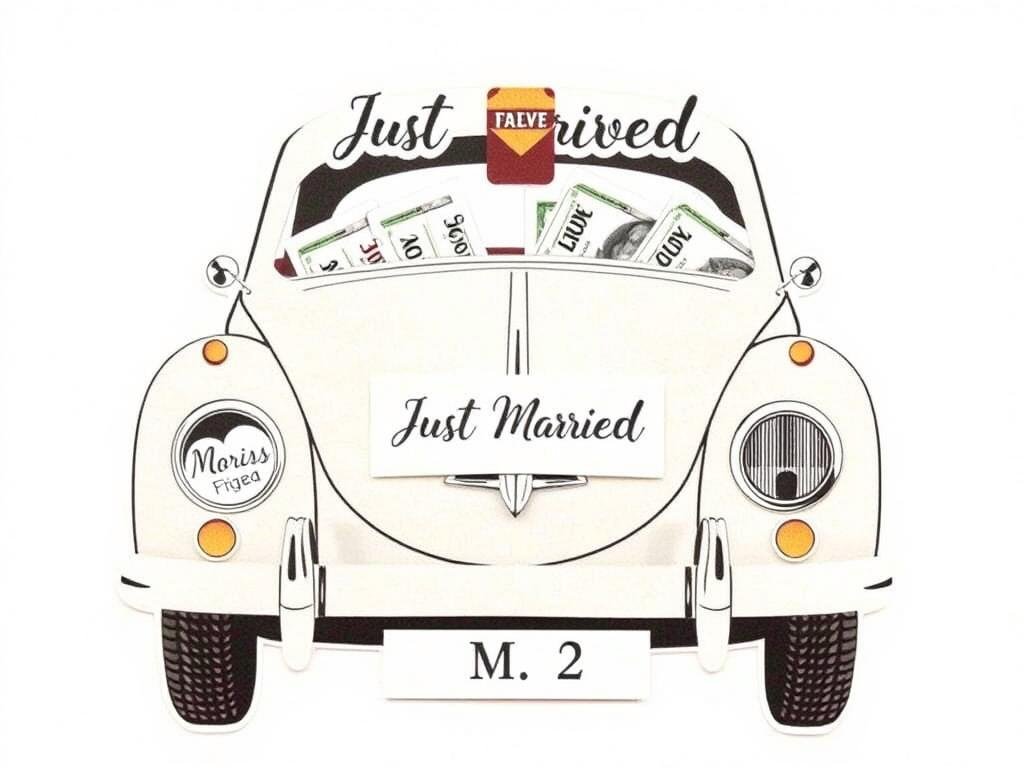 Vintage Auto Geldgeschenk Hochzeit Druckvorlage mit Oldtimer