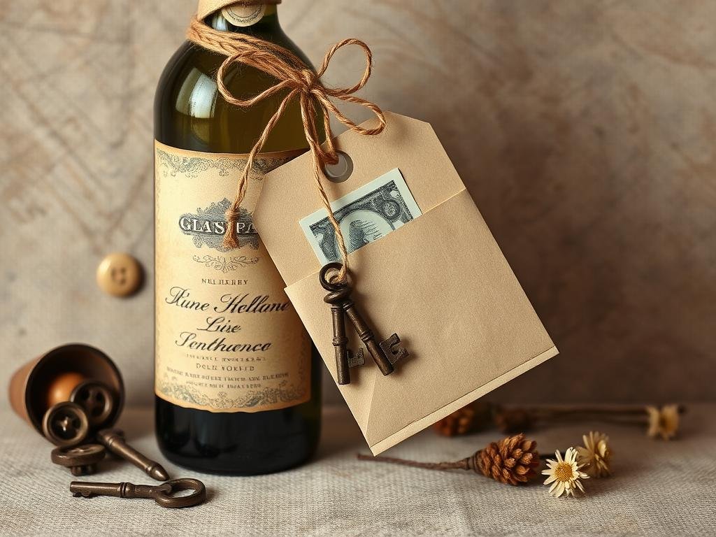 Vintage-Stil Flasche als Geldgeschenk zur Hochzeit