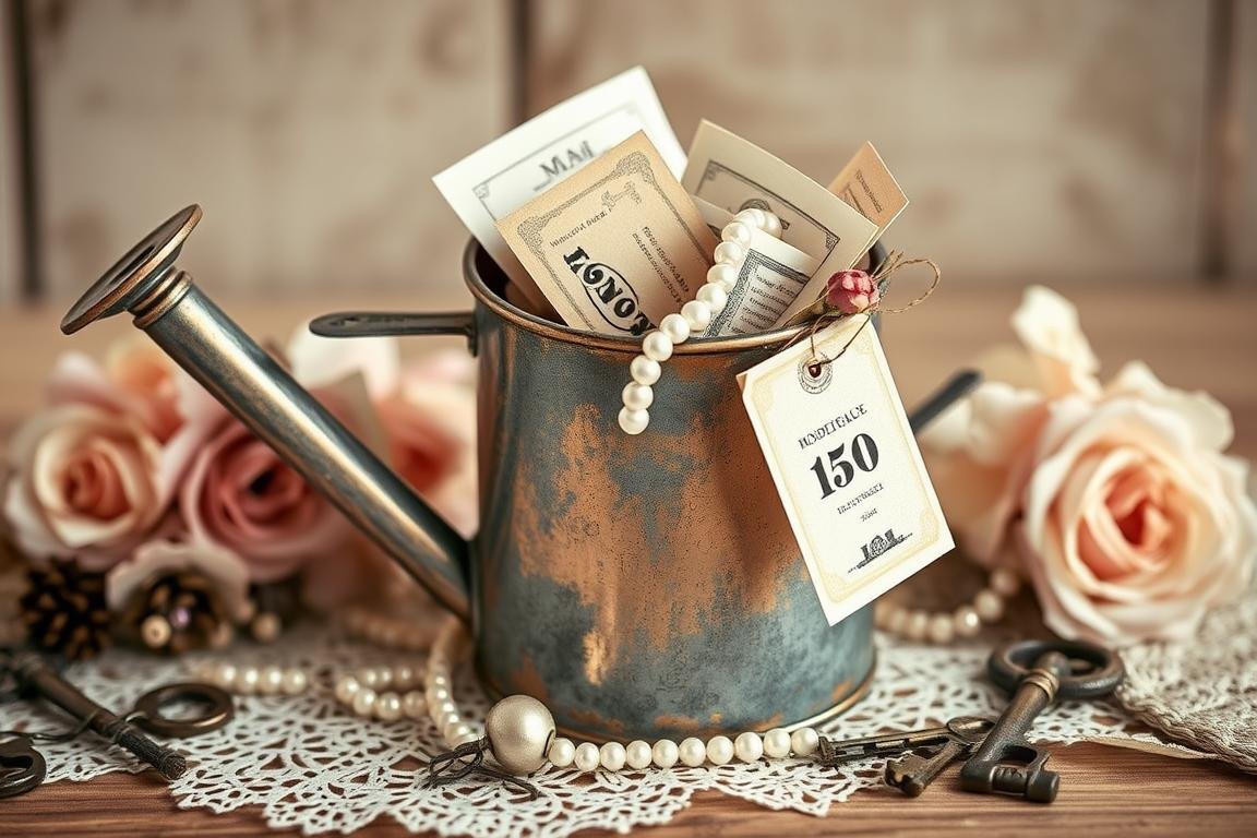 Vintage-Stil Gießkanne Geldgeschenk für eine Retro-Hochzeit