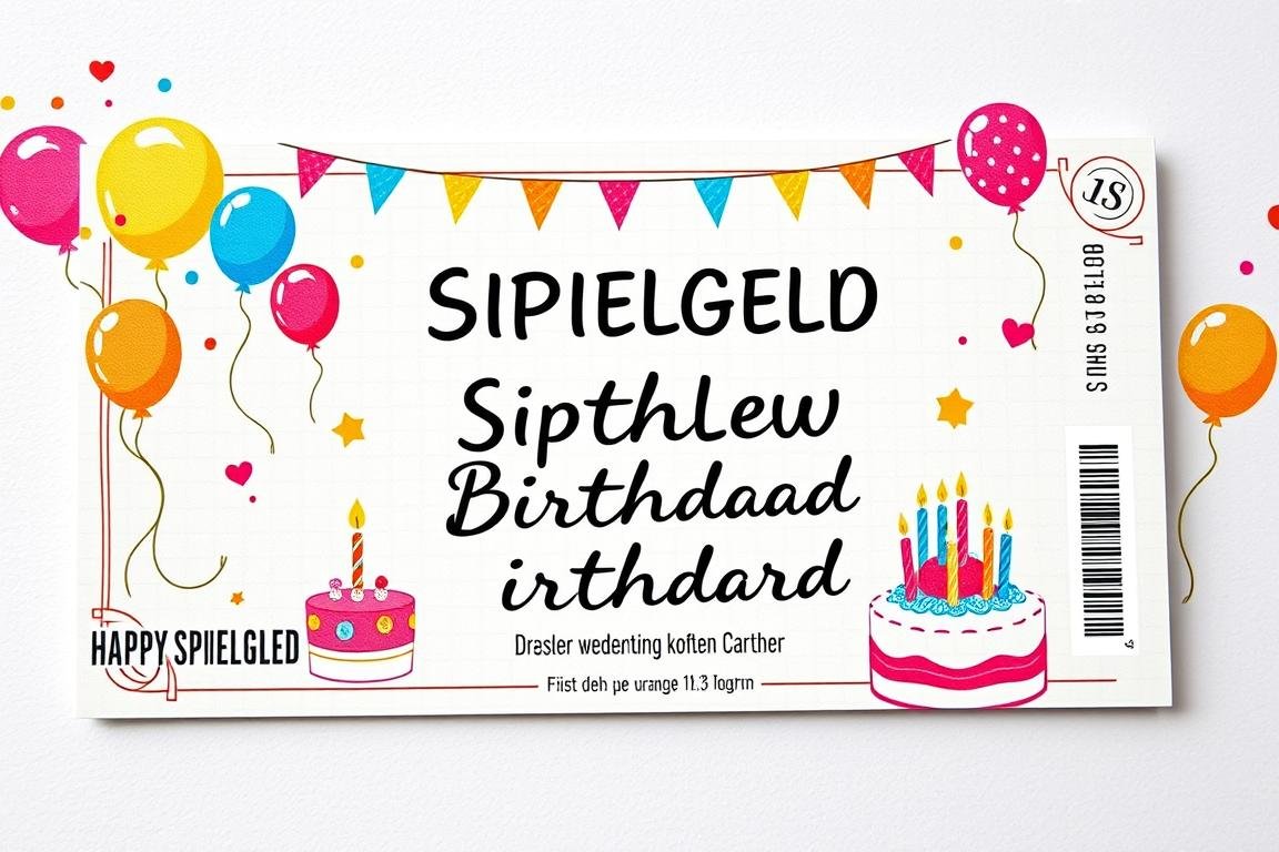 Vorlage für Geburtstags-Geldscheine mit festlichen Motiven und Platz für persönliche Glückwünsche Vorlage für Geburtstags-Geldscheine mit festlichen Motiven und Platz für persönliche Glückwünsche