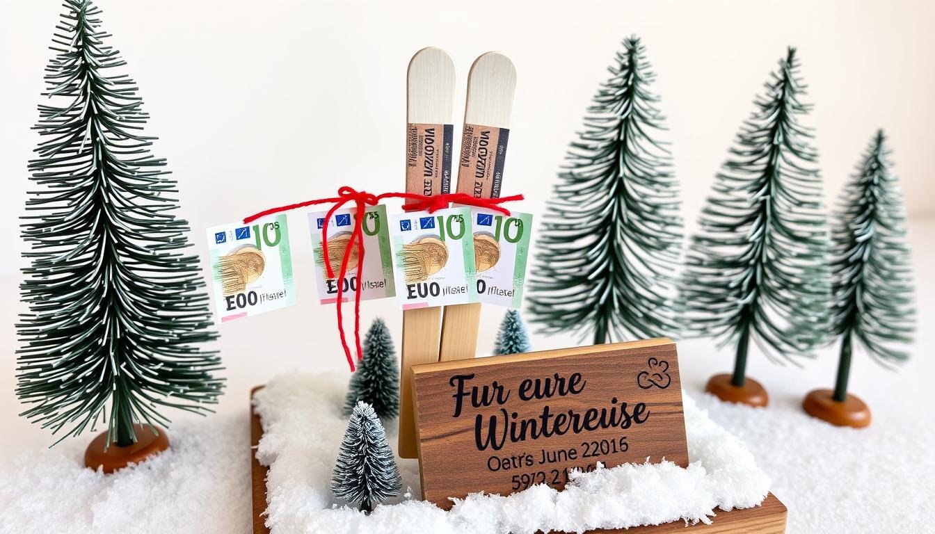 Winter-Geldgeschenk für Ski-Hochzeitsreise