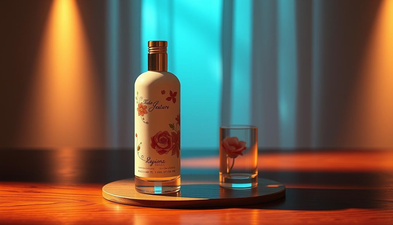 flasche verpacken für frau mit femininen Gestaltungselementen