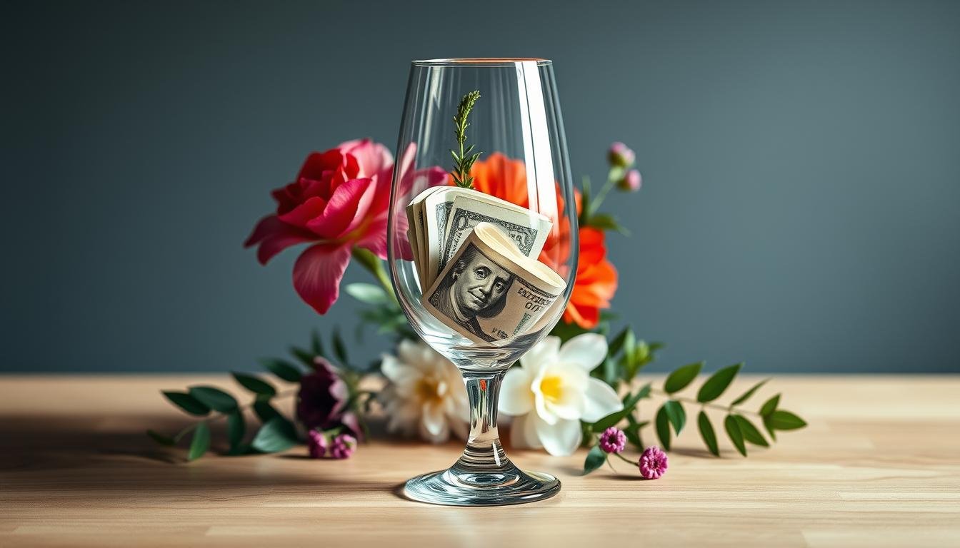 geldgeschenk hochzeit glas weinglas dekoration
